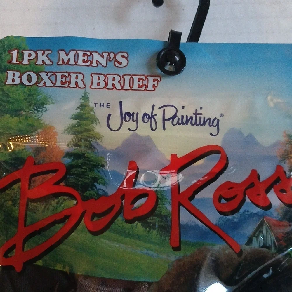 Bob Ross Men's Boxer Briefs -The Joy of Painting Artistic Soft Light Size Large